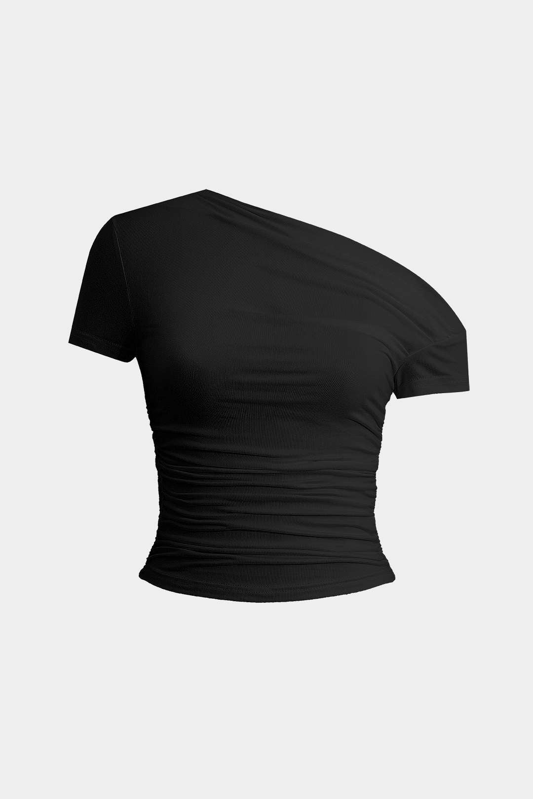 Basic Asymmetrisk Ruched T-shirt