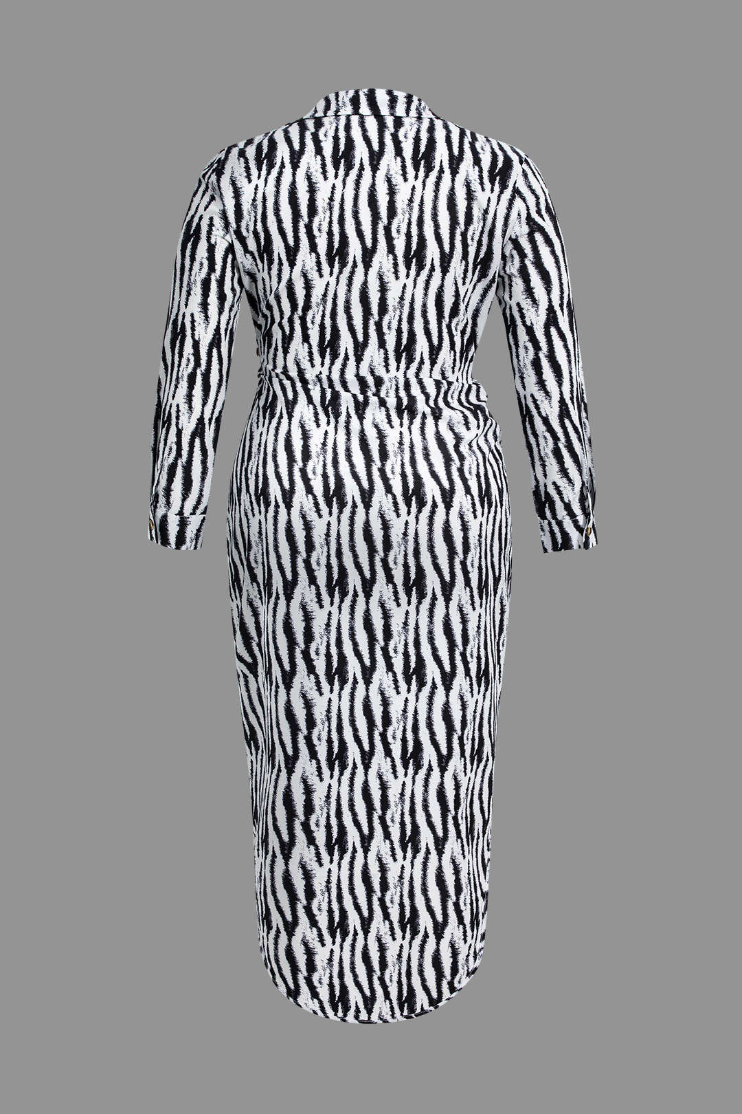 Plus Size Tiger Print Button V-Neck Maxi Dress