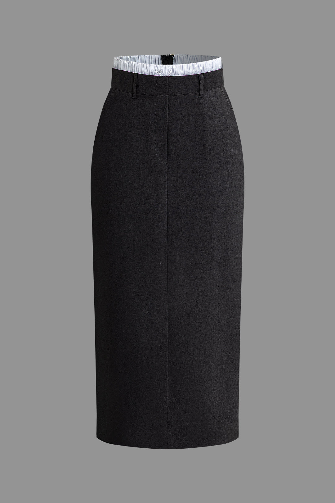 Patchwork Zipper Split Midi Skirt