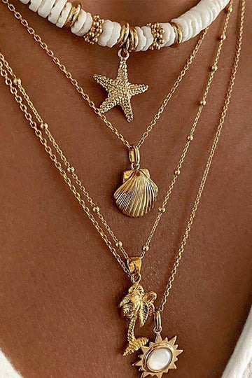 Starfish & Shell Pendant Layered Necklace