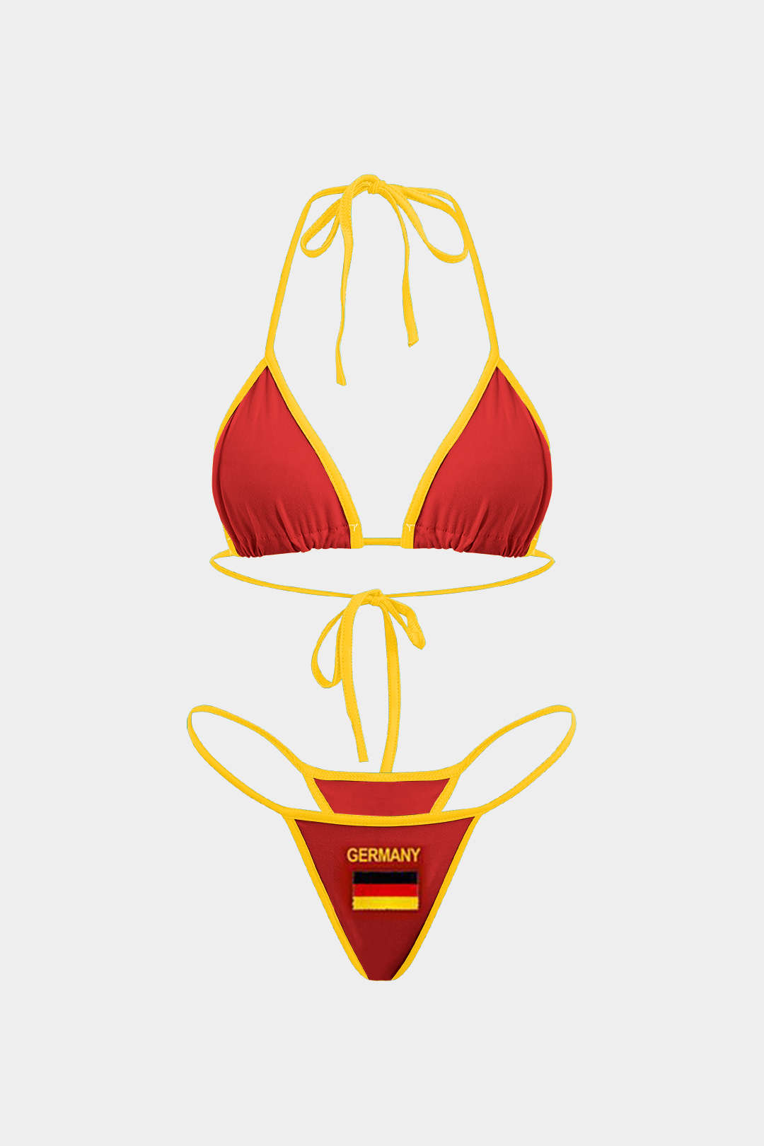 Jamaika gesticktes Kontrast Bikini Set