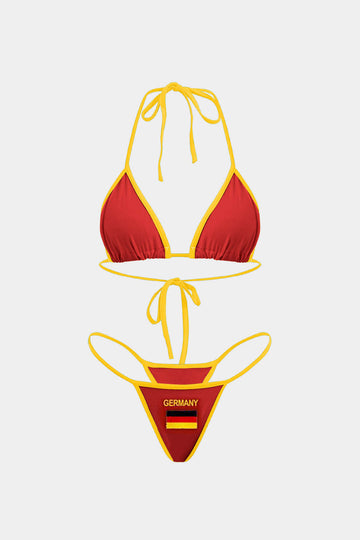 JAMAICA Embroidered Contrast Bikini Set