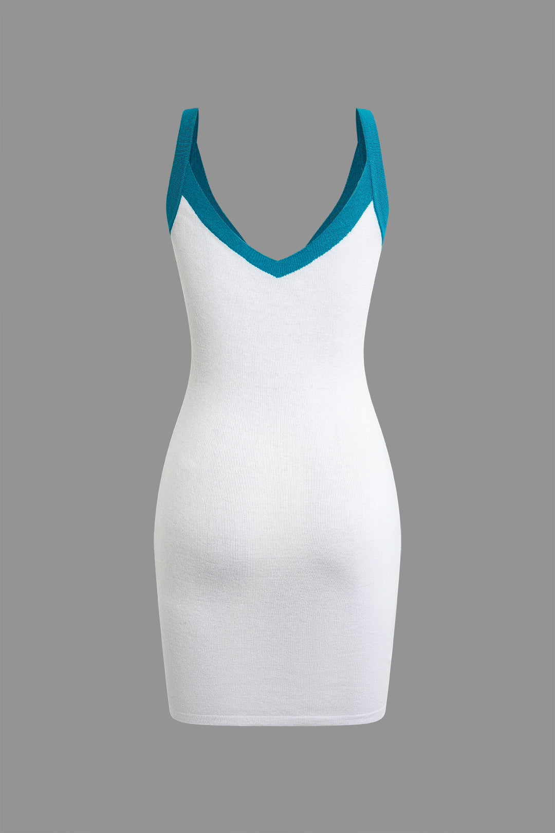 Contrast V-neck Knit Mini Dress