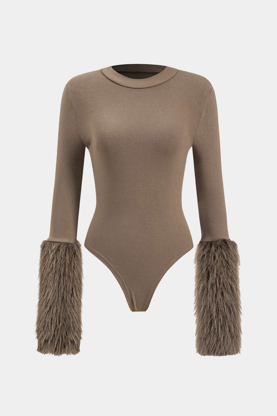 Patchwork Fur Long Sleeve Bodysuit