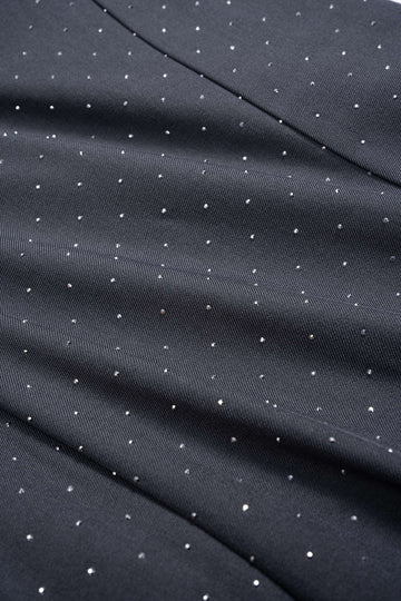 Diamond Print Rhinestone Pocket Wide Leg Trousers