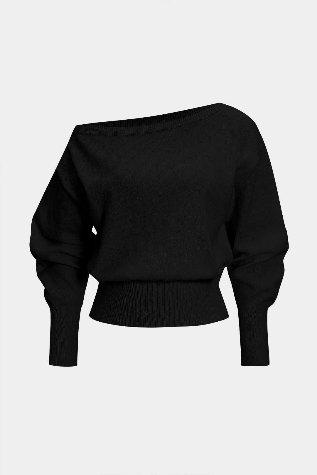 Knit Asymmetrical Long-Sleeve Top