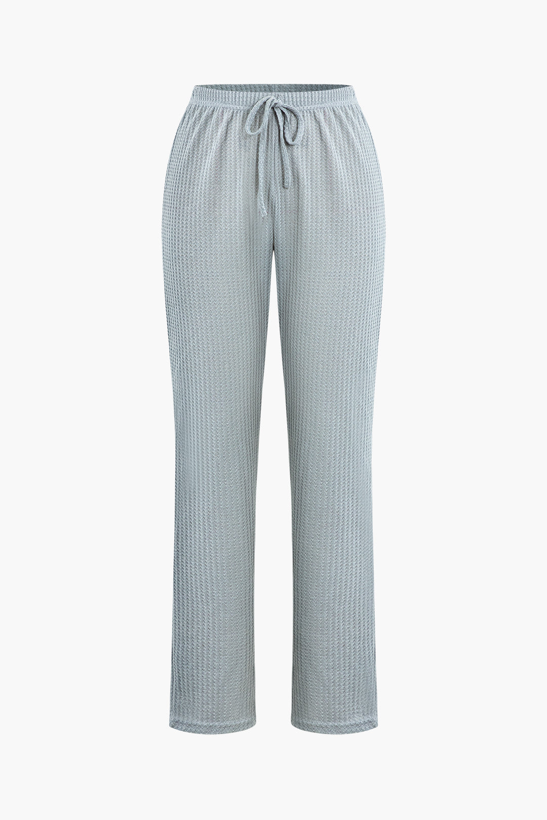 Basic Waffle Cami Top And Drawstring Pants And Long Sleeve Cardigan 3 Pcs Set