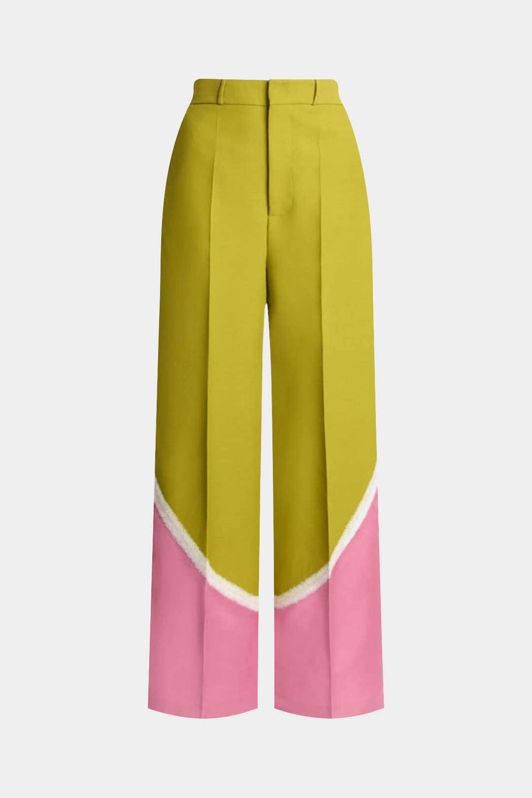 Contrast Pleated Wide Leg Trousers