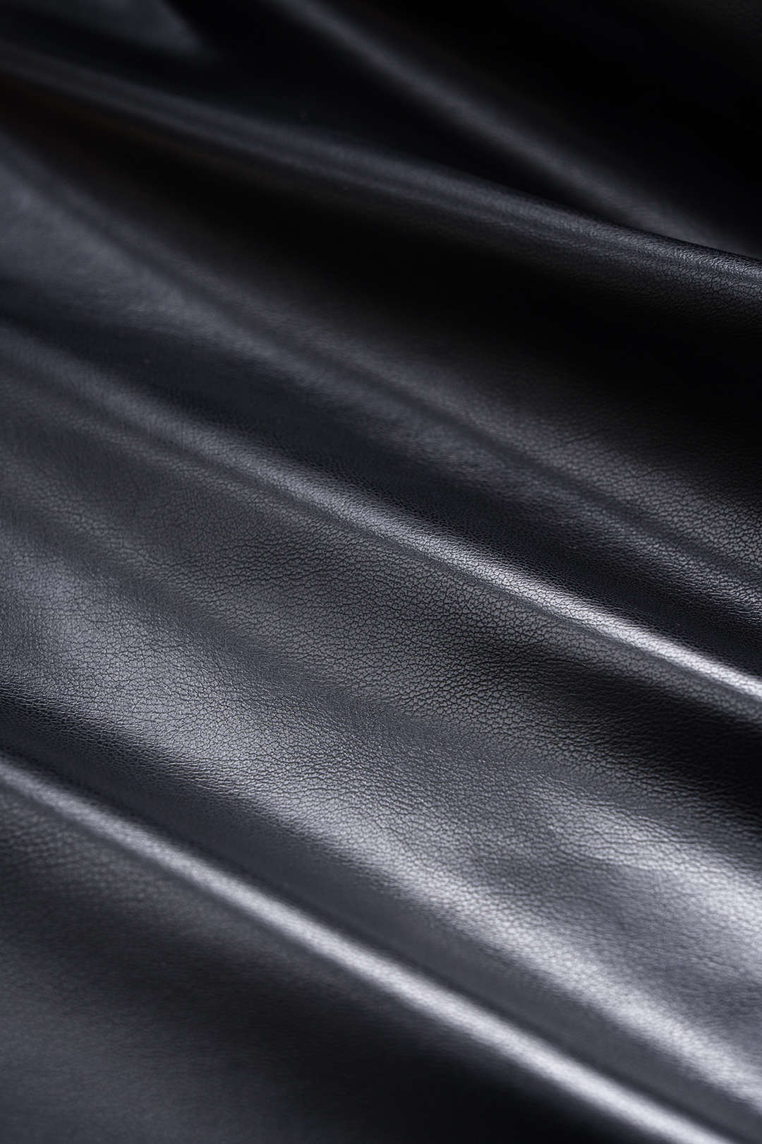 Faux Leather Patchwork Ruched Long-Sleeve Top