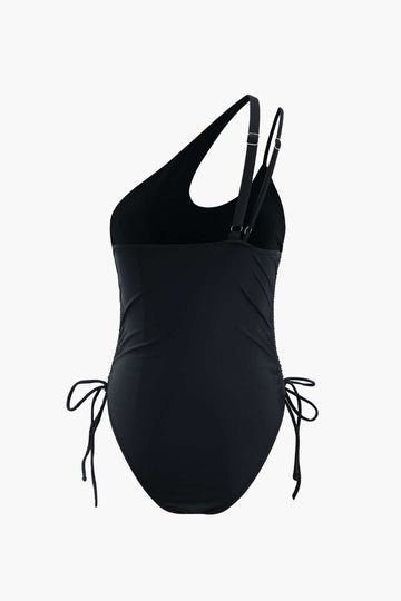 One Shoulder Drawstring One-piece Swimsuit