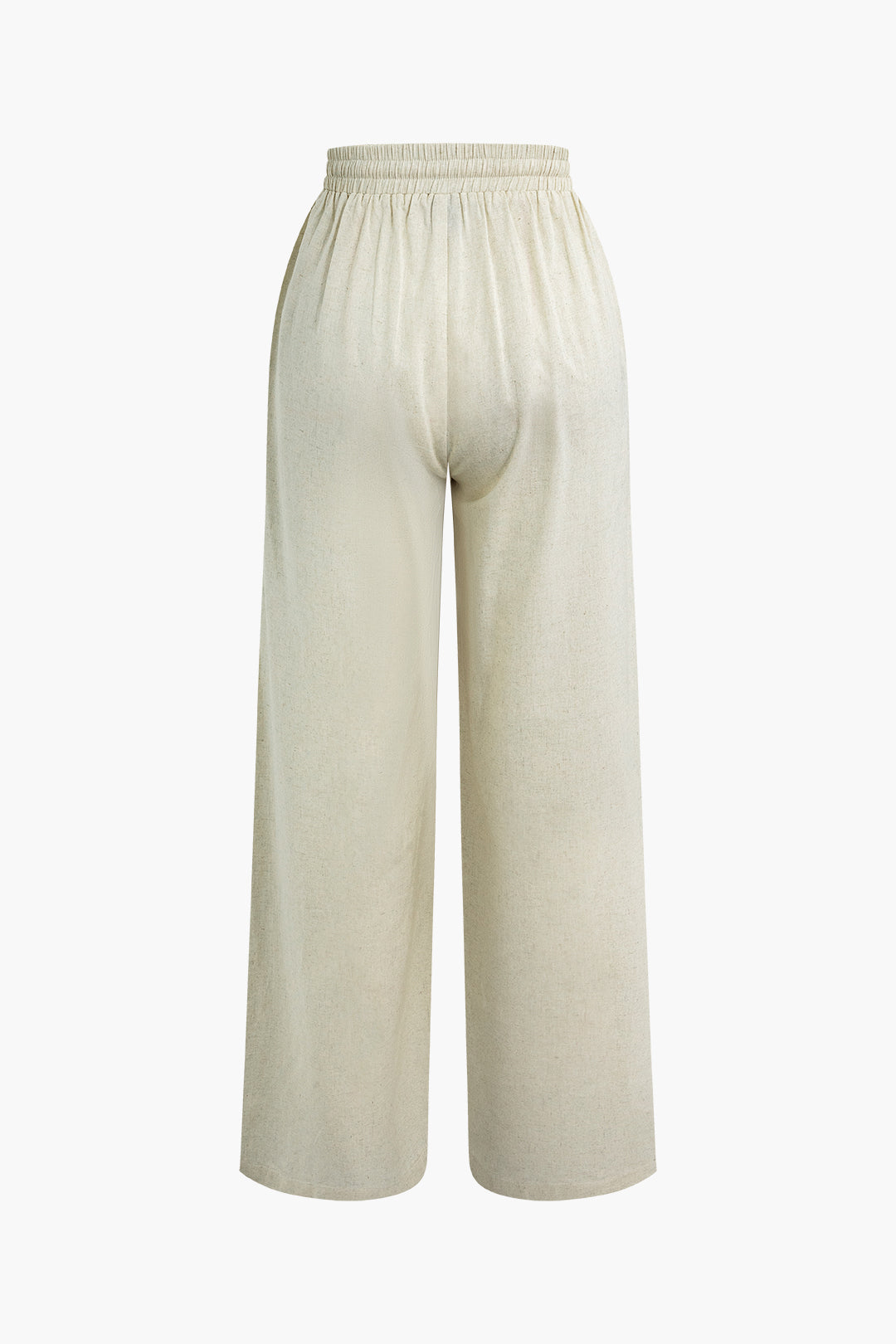 Basic Linen Drawstring Wide Leg Pants
