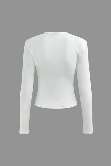 Contrast Ruched Long Sleeve Top