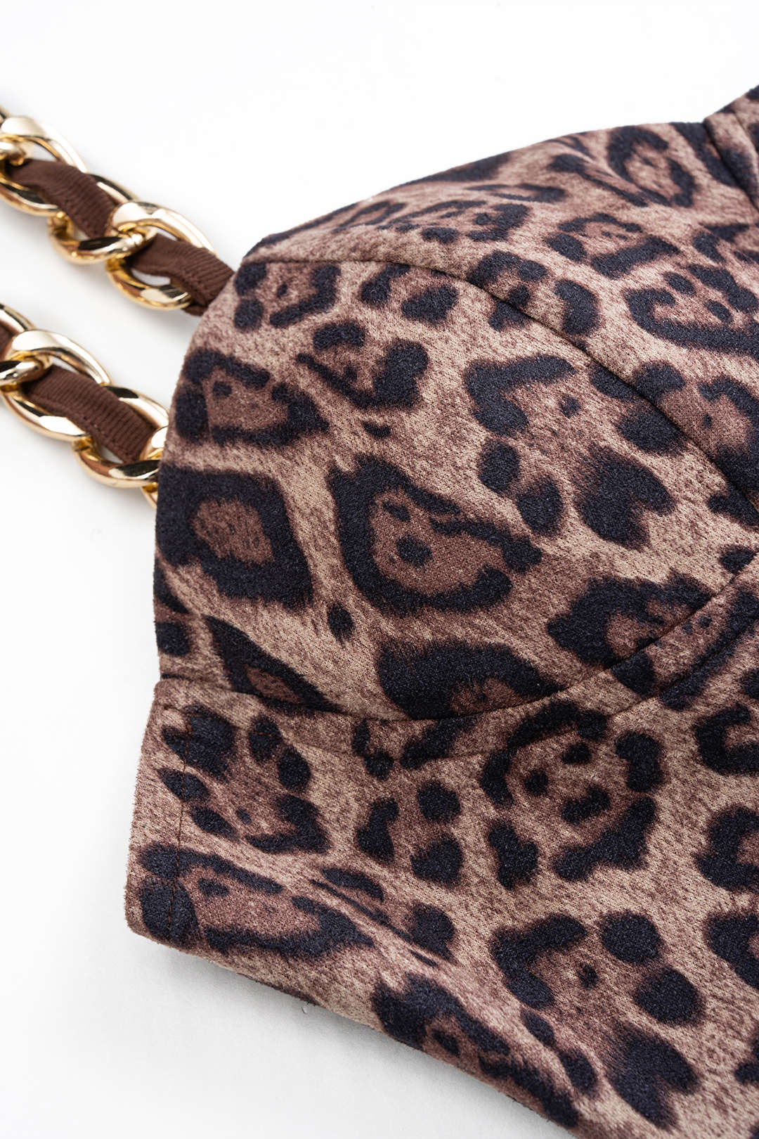 Leopard Print Ruched Chain Slip Sleeveless Midi Dress