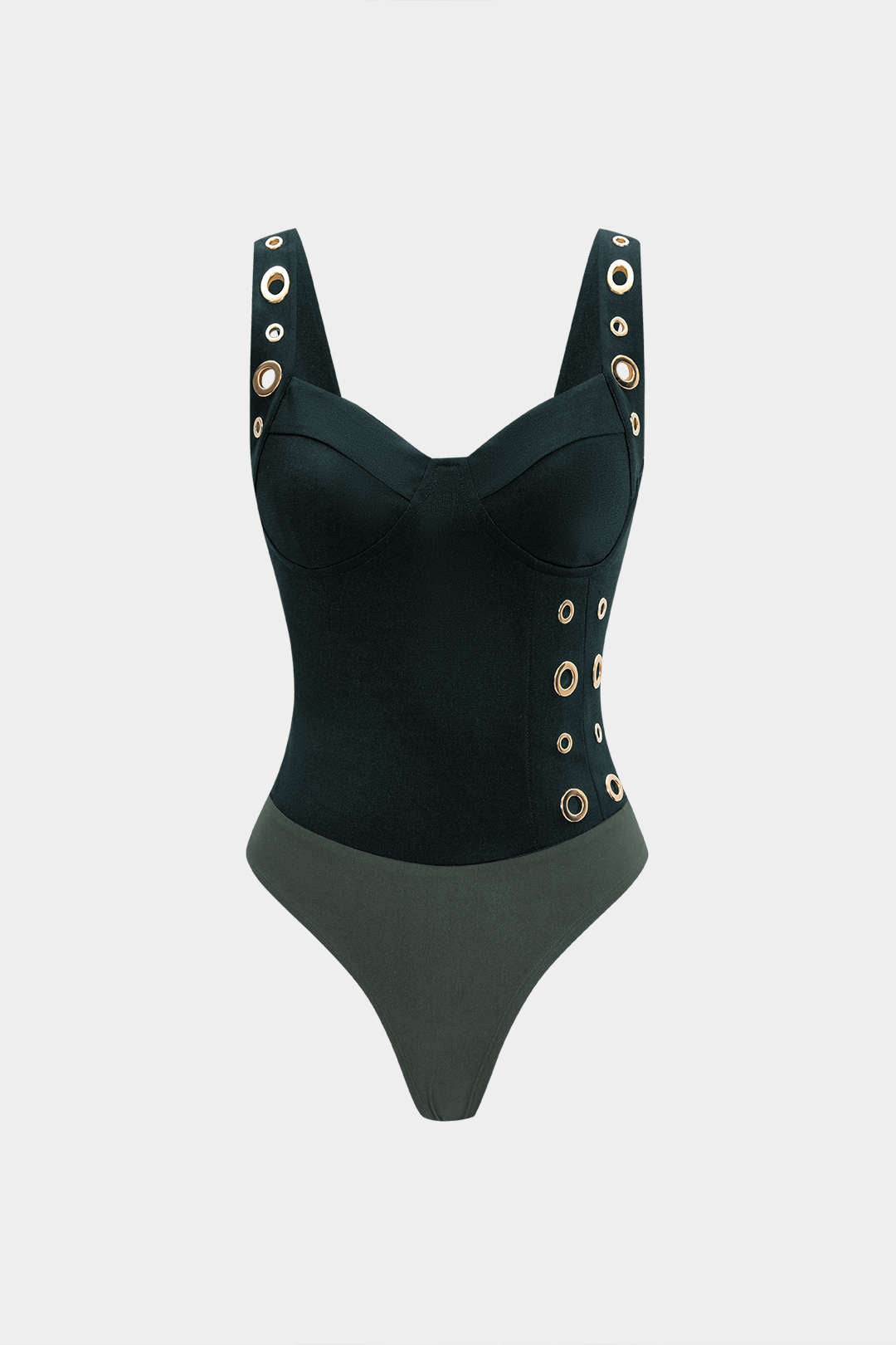 Metallic Eyelet Tank Sleeveless Bodysuit