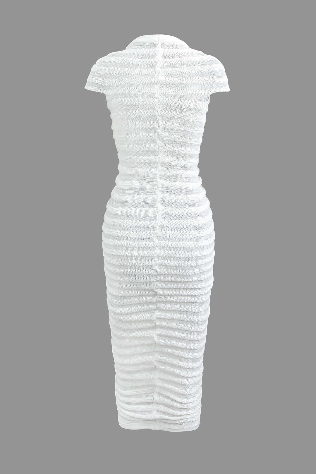 Mock Neck Knit Stripe Short Sleeve Maxi Dress