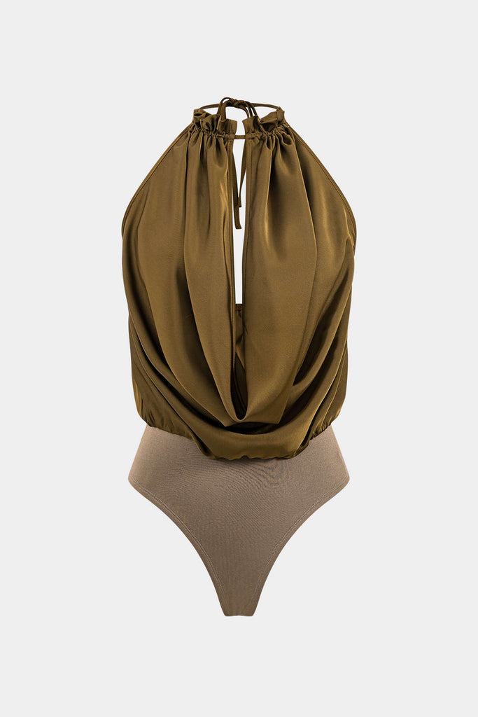 Satin Backless Tie-Up Sleeveless Bodysuit - decent-life