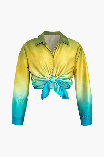 Plus Size Ombre Long-Sleeve Shirt