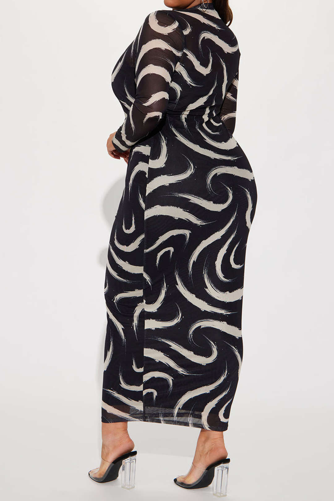 Plus Size Abstract Print Artistic Print Midi Dress