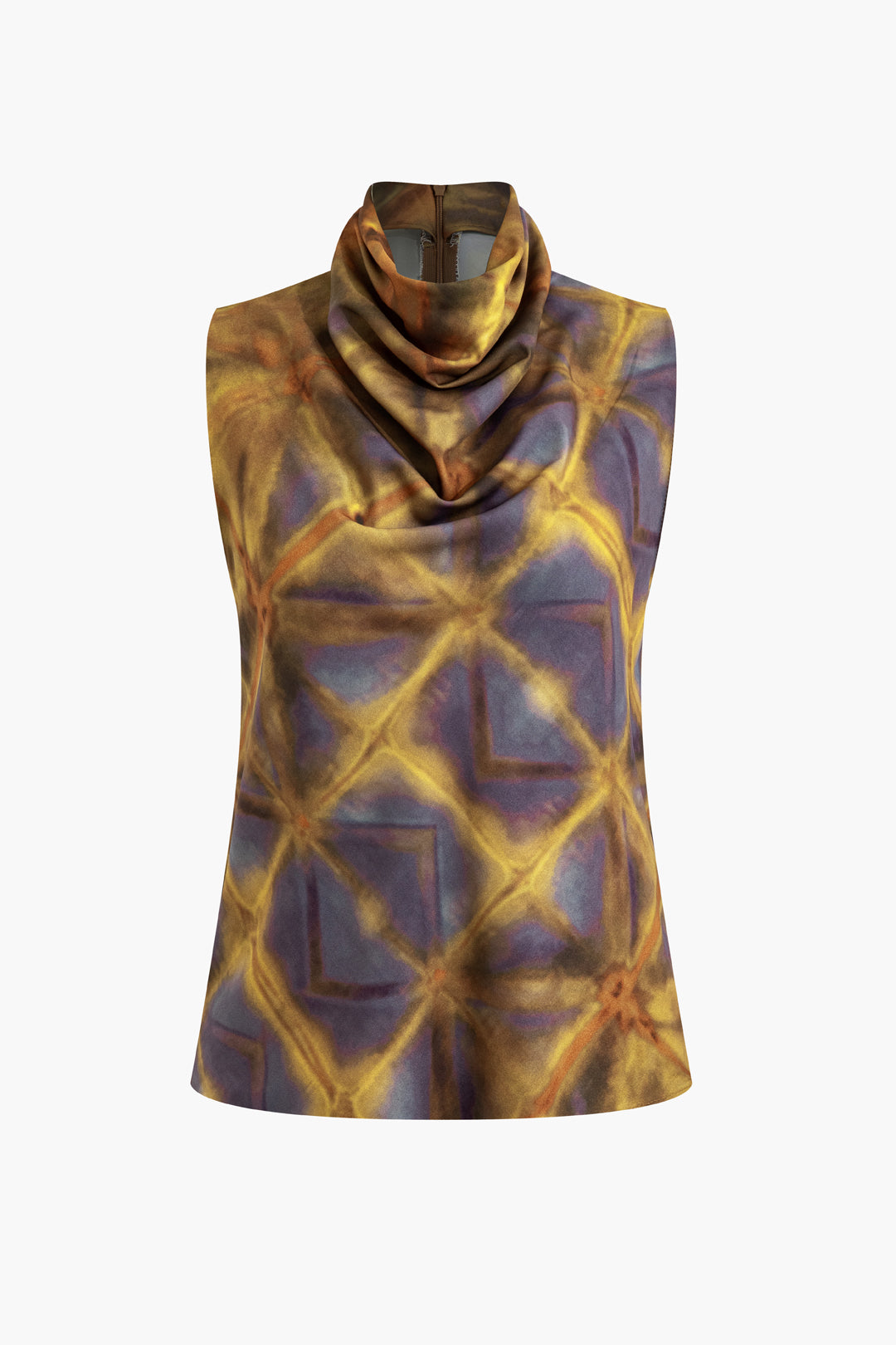 Geometric Print Ruched Tank Top