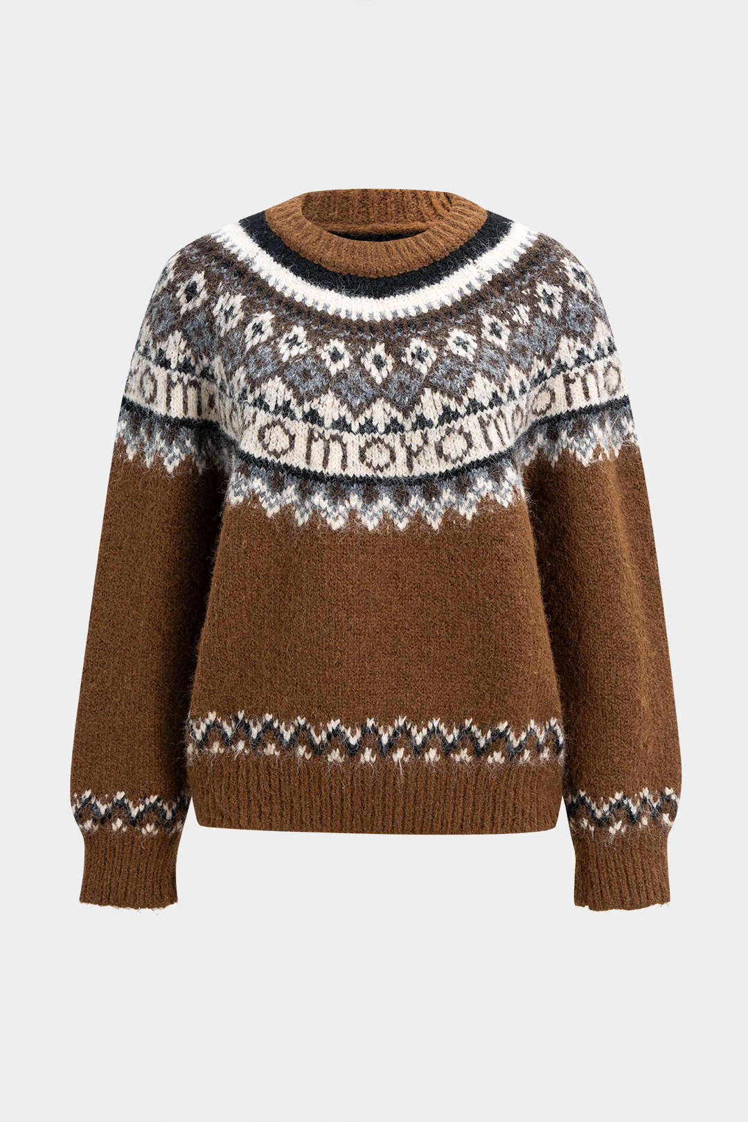 Knit Fluffy Round Neck Long-Sleeve Top