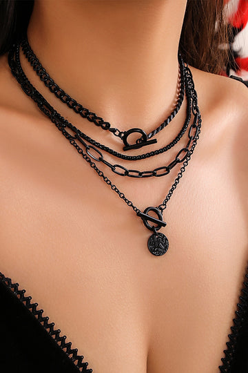 Layered Chain Pendant Necklace