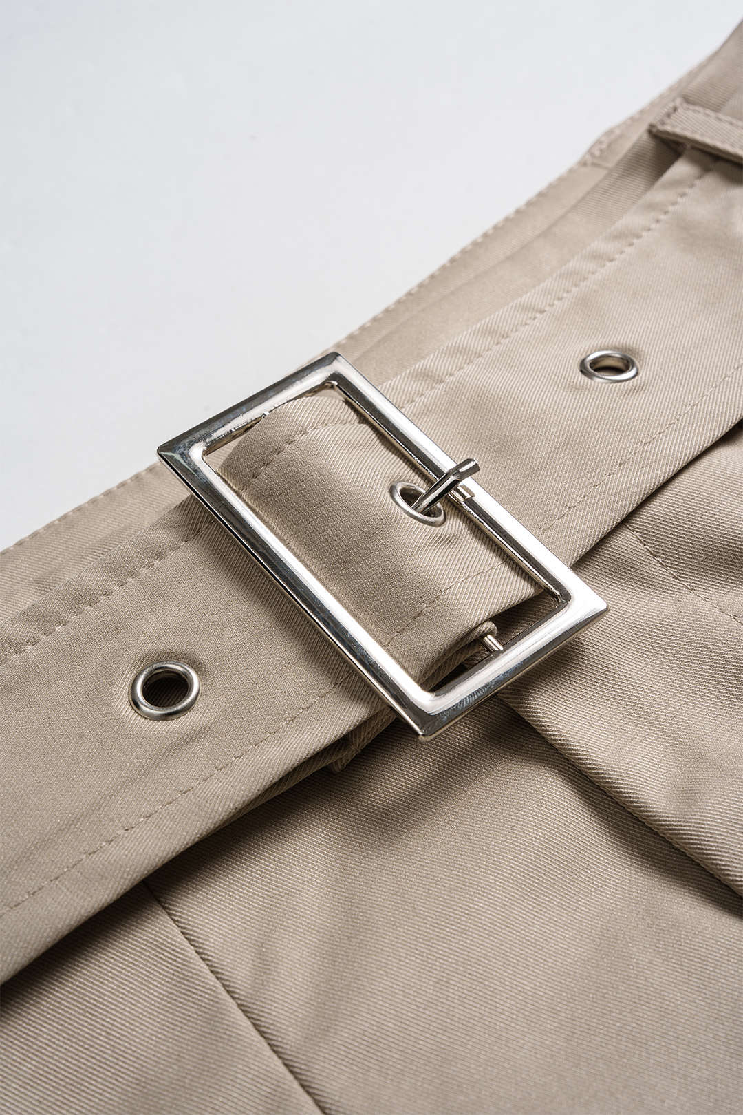 Ruched Asymmetrical Top And Belted Wide Leg Trousers Set