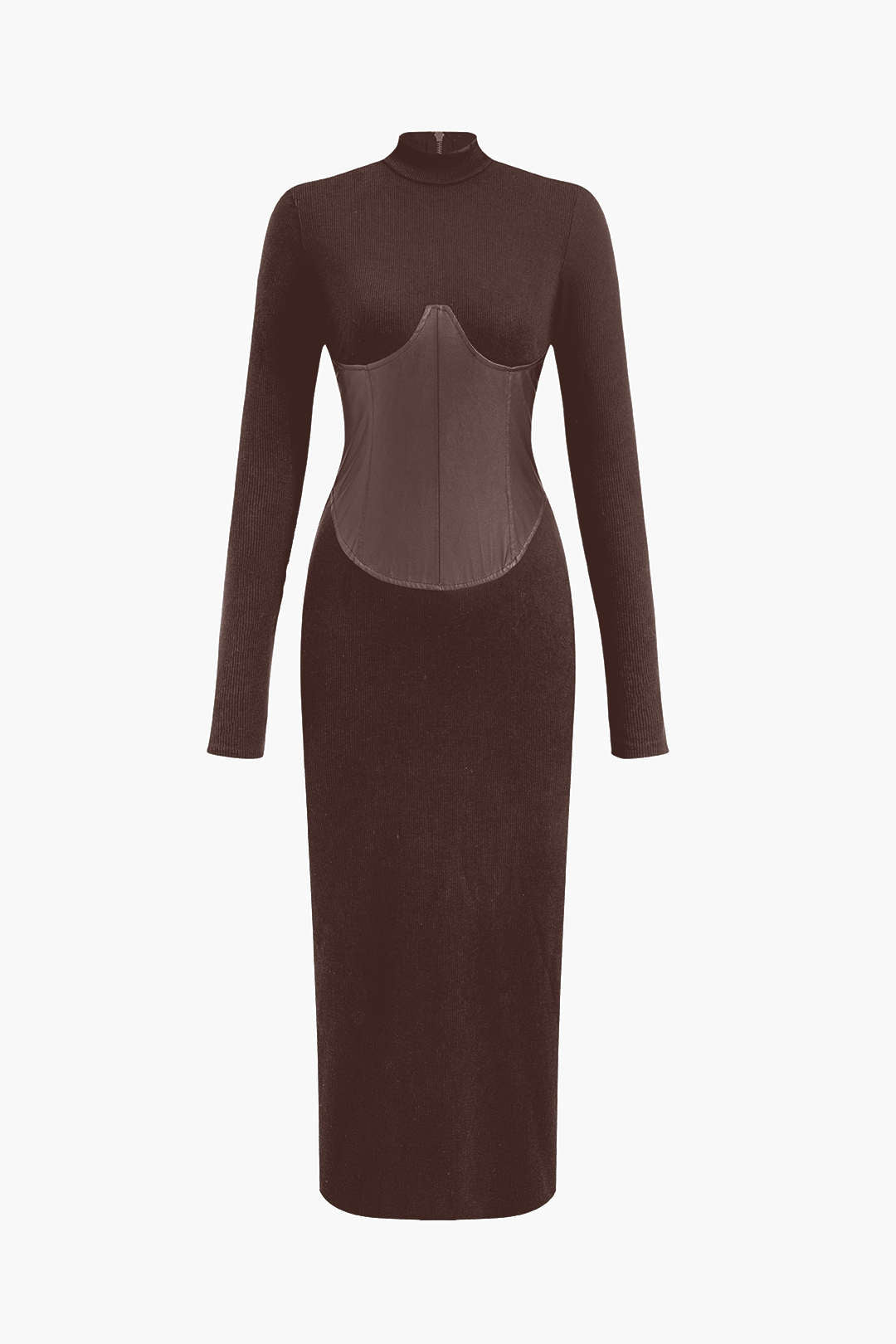 Solid Faux Leather Patchwork Midi Dress Micas Solid Faux Leather Patchwork Midi Dress Micas