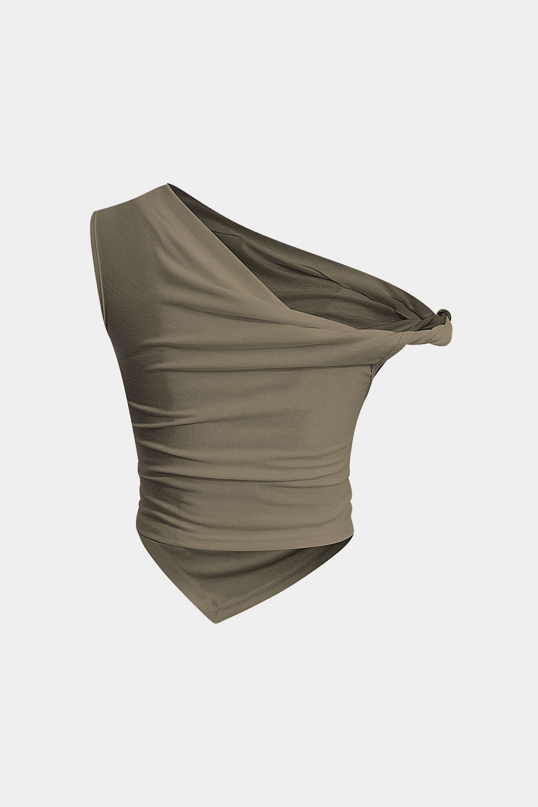 Basic Asymmetrical Twist Ruched T-särk