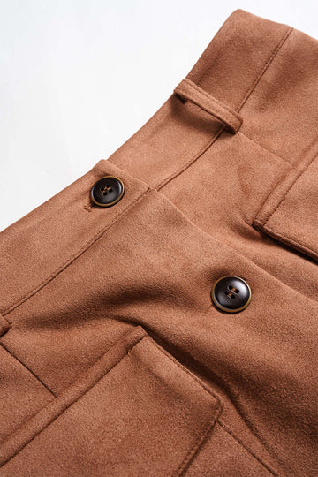 Suede Button Pocket Skirt