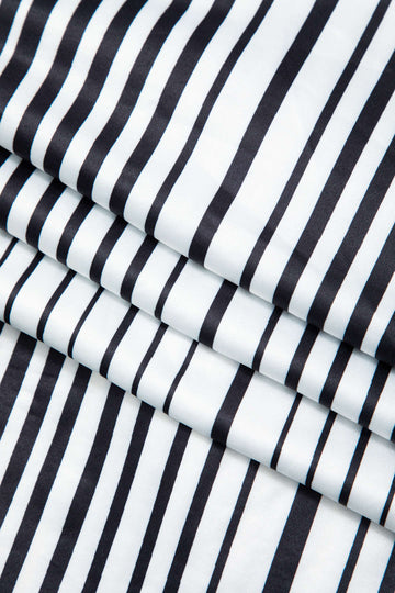 Stripe Contrast Round Neck Long Sleeve Maxi Dress