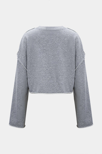 Solid Waist-Cinching Sweatshirt