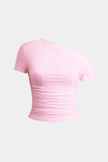 Basic Asymmetrical Ruched T-särk