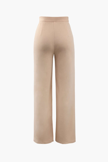 High Waisted Pressed-Crease Straight Leg Tailored Pants