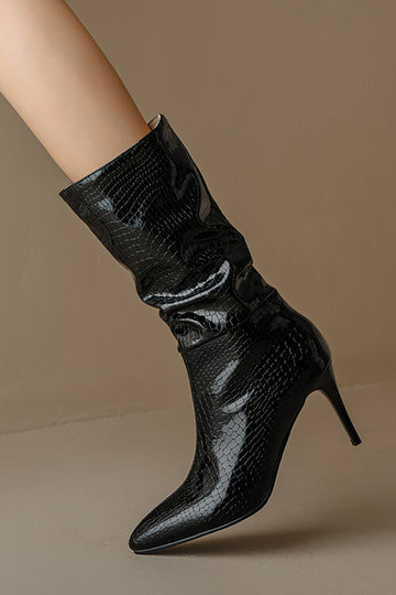 Bottes de cheville pointues en cuir faux en cuir