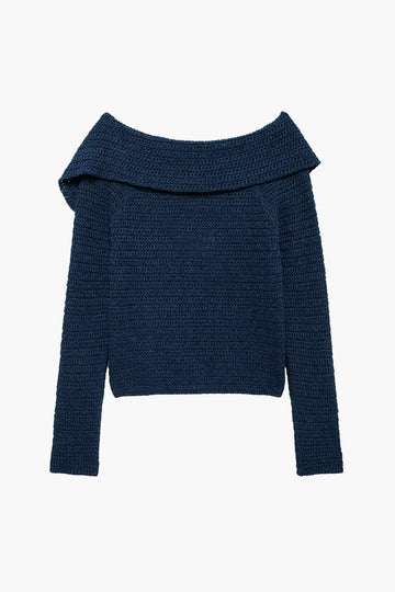 Knitted Button Asymmetrical Long-Sleeve Top