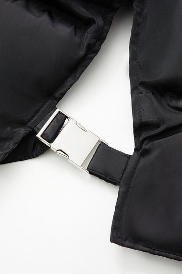 Buckle Detail High Neck Zip-Up Puffer Vest