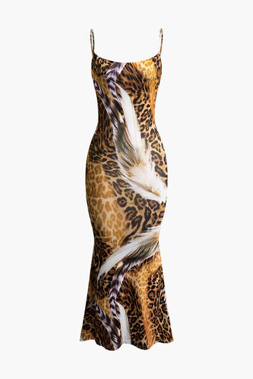 Leopard Print Slip Midi Dress
