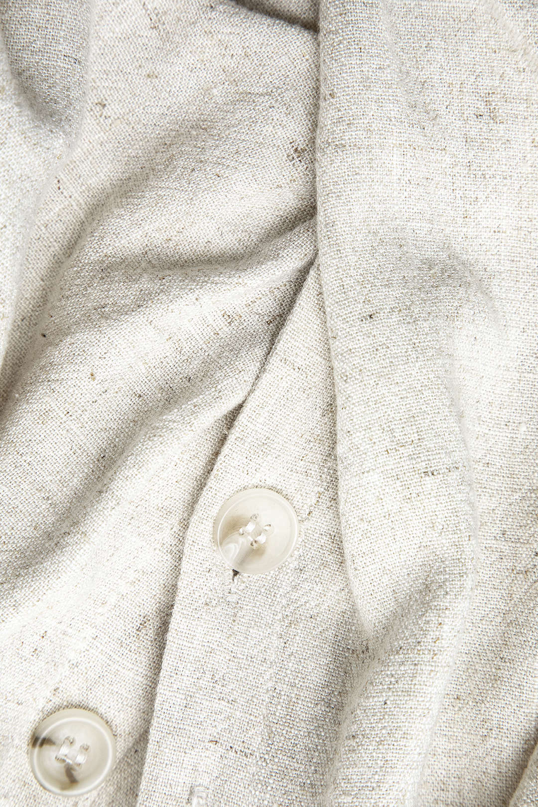 Linen Ruched Button-Up Slit Midi Shirt Dress