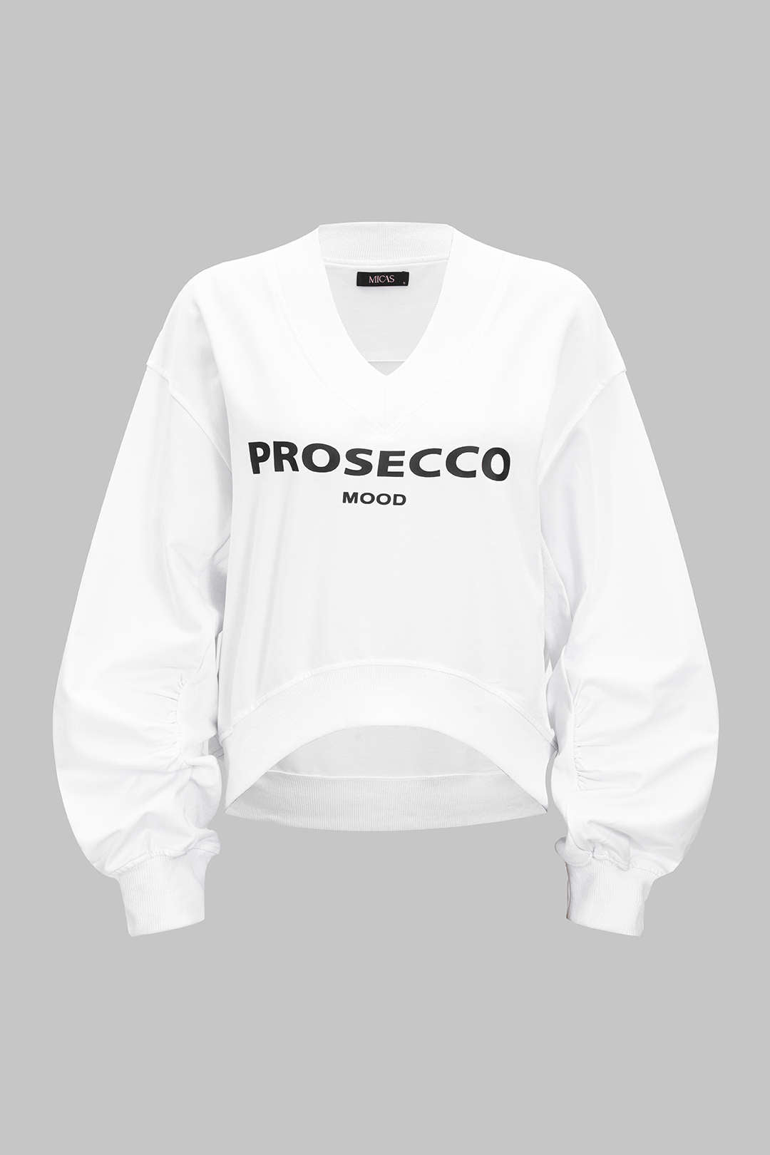 Letter Print Patchwork V-Neck Long Sleeve Sweatshirt