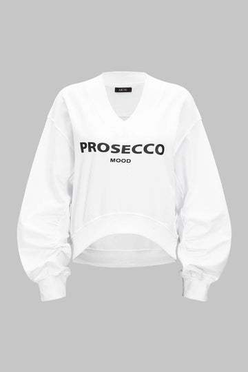 Letter Print Patchwork V-Neck Long Sleeve Sweatshirt