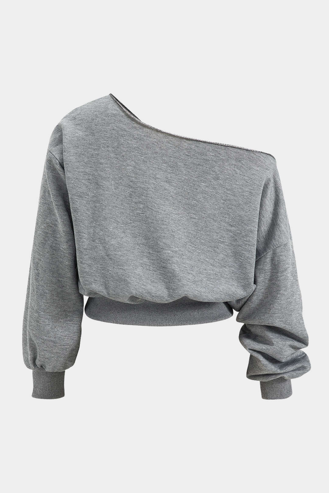 Plus Size Asymmetrical Neck Long-Sleeve Shirt