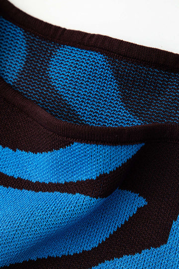Contrast Pattern Round Neck Knit Maxi Dress