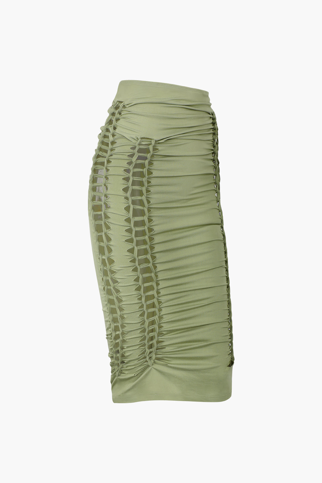 Cut Out Ruched Midi Skirt