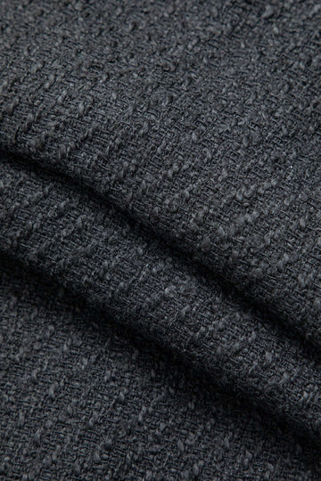 Frayed Trim Textured Tweed Collared Vest
