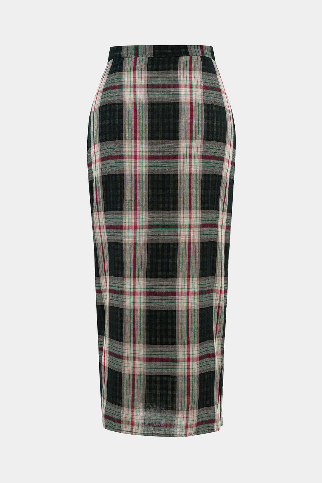 Plaid Print Tie Front High Waist Skirt