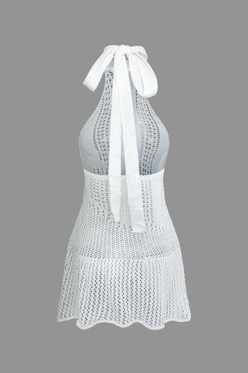 Open Knit Halter Mini Dress