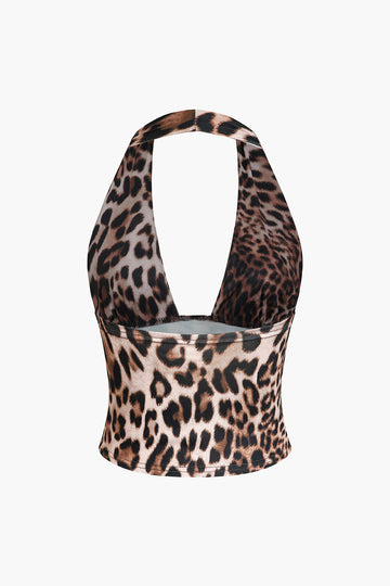 Leopardin tulostuskaivakaula Backless Tank Top