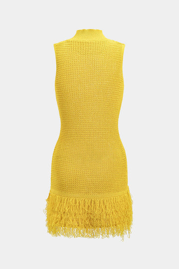 Knit Fringe Sleeveless Dress
