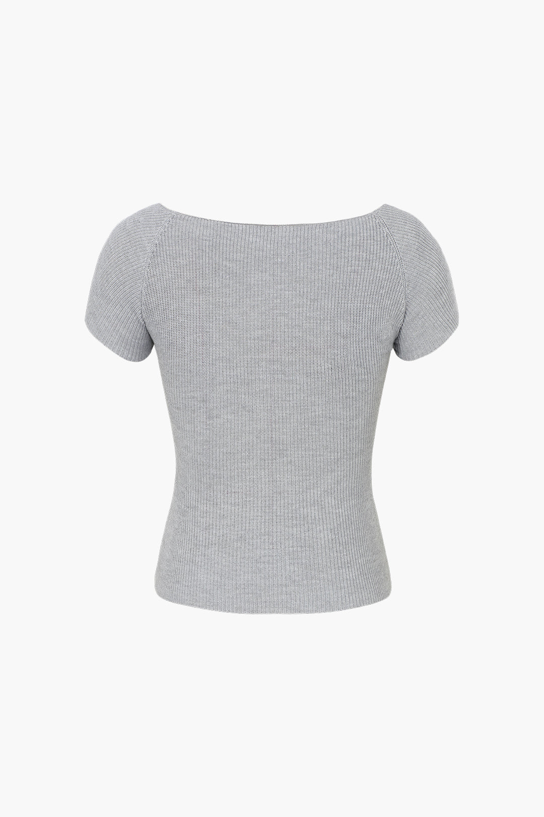 Basic Ribbed Square Neck Short Sleeve T-Shirt
