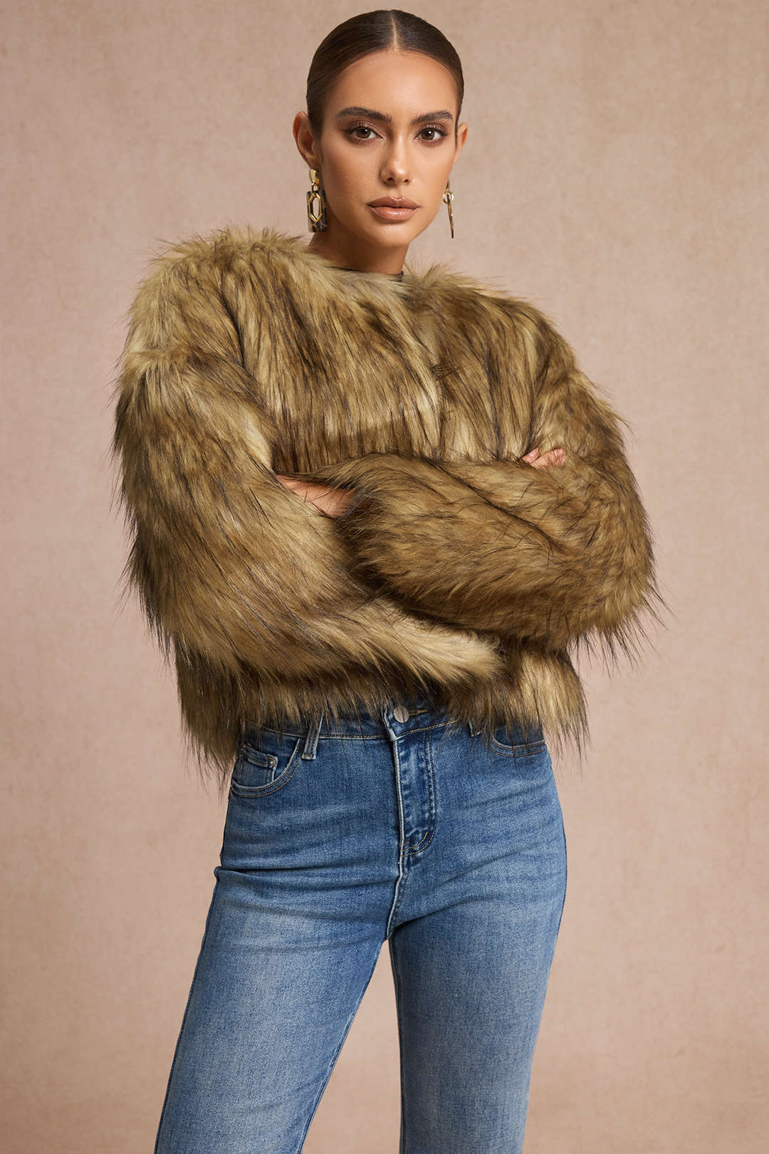 Faux Fur Long Sleeve Jacket